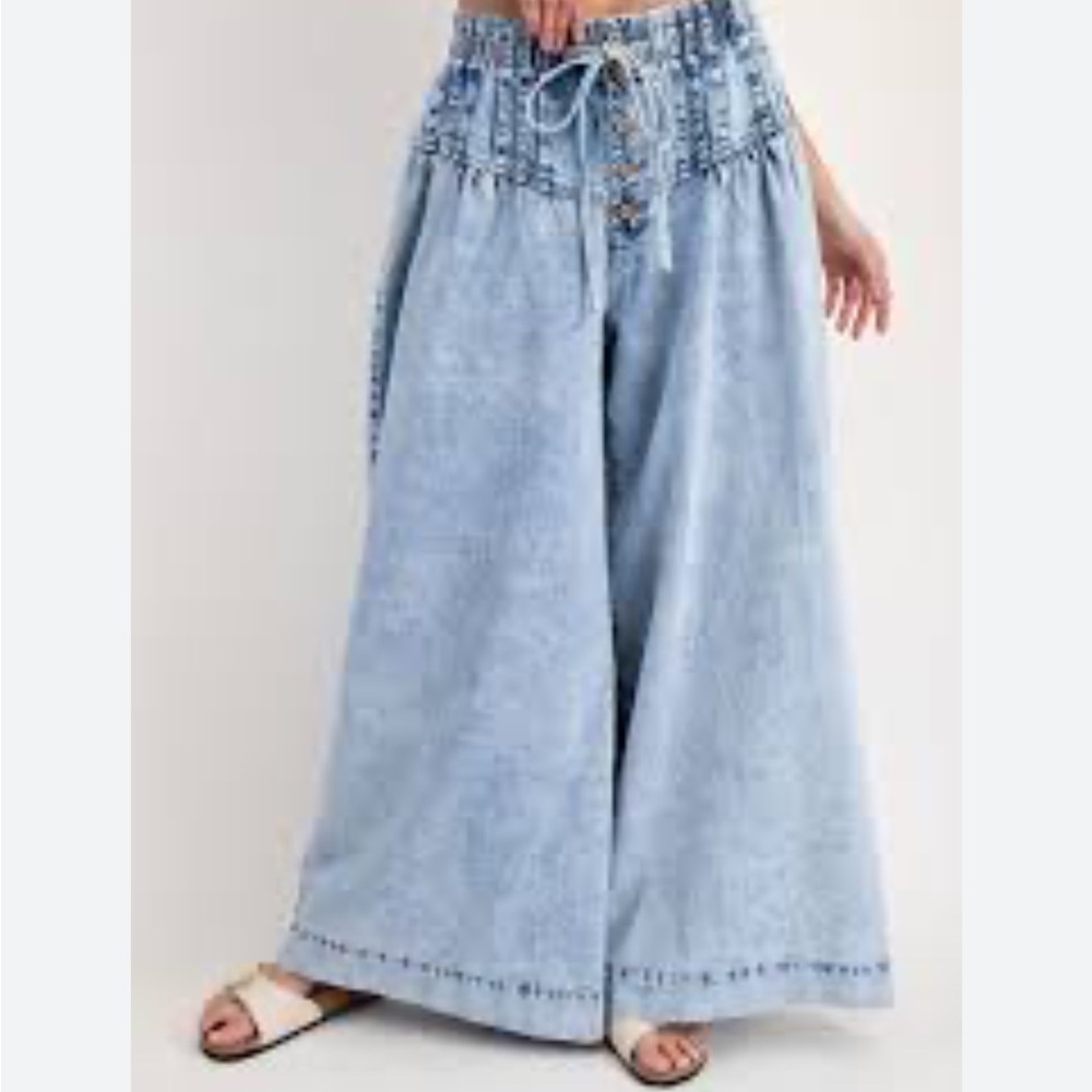 OH JEANS Mineral Washed , Button Down, Wide Leg Pants